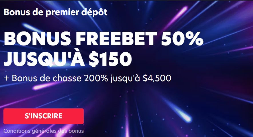 BONUS FREEBET 50% JUSQU'À $150